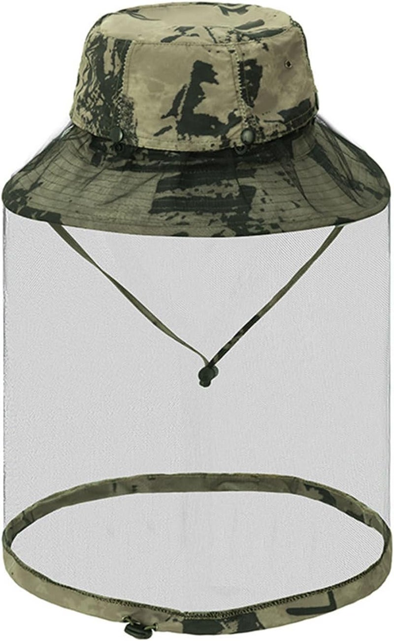 Zhula Mosquito Sun Hat with Net, Concealable Mesh, Drawstring Adjustable Skirt and Wind Cord, for Fishing Beekeeping Gardening - Image 1